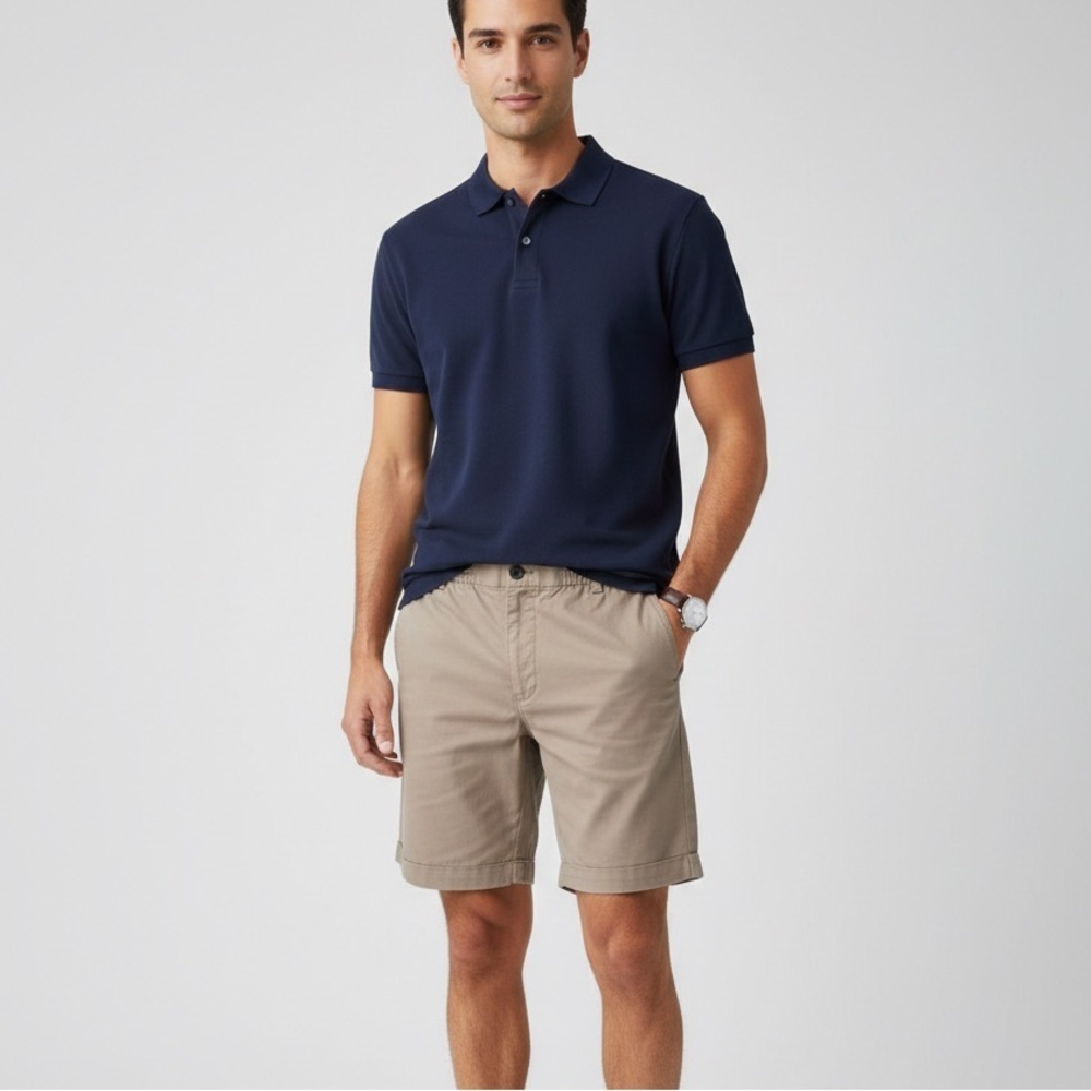 H&M Men's Beige Flat Front Shorts size large